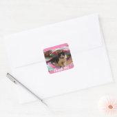 Tuxedo Cat Schattige met  Haakkleed Dank u Vierkante Sticker (Envelop)