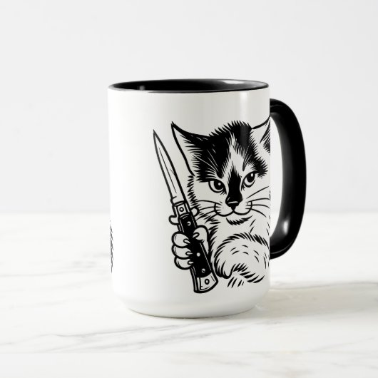 Tuxedo Cat Switchblade Attitude Mug by Phil Elmore (Devant droit)
