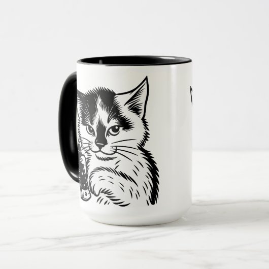 Tuxedo Cat Switchblade Attitude Mug by Phil Elmore (Devant gauche)