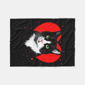 Tuxedo Cat Valentine Heart For Kitten And Animal L Fleece Deken (Voorkant (Horizontaal))