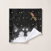 Tuxedo Cat Veroverd door Dragonfly Bad Handdoek (Wasdoekje)