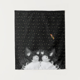 Tuxedo Cat Veroverd door Dragonfly Wandkleed