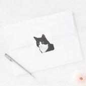 Tuxedo Cat Vierkante Sticker (Envelop)
