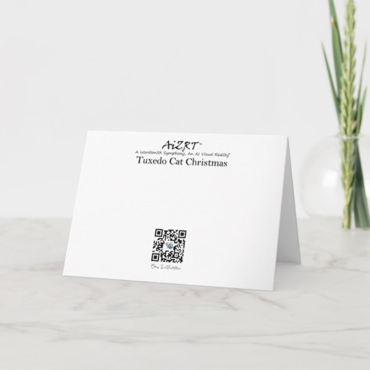 Tuxedo Cat Waiting for Santa Kaart (Achterkant)