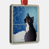 Tuxedo Cat Window Ceramic Ornament (Rechts)