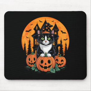 Tuxedo Cat Witch Pet Halloween Y Jack O Lantern Pu Muismat