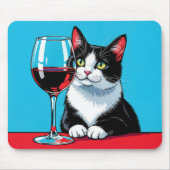 Tuxedo Cat With Red Wine Muismat (Voorkant)