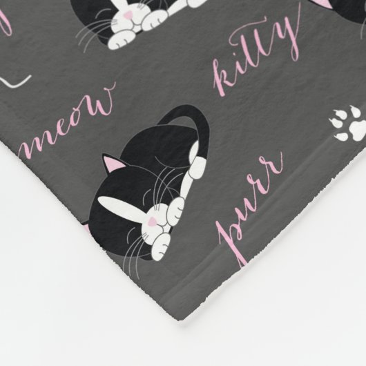Tuxedo Cats Pattern Fleece Deken (Hoek)