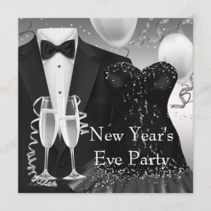 Tuxedo Champagne Confetti Zwart Stropdas Party Kaart