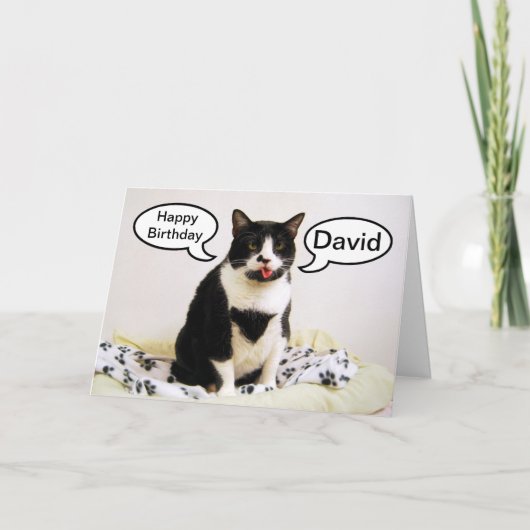 Tuxedo Chat Anniversaire David Carte Humour (Devant)