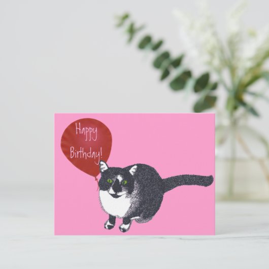 Tuxedo Chat avec Balloon Joyeuses cartes postales  (Debout devant)