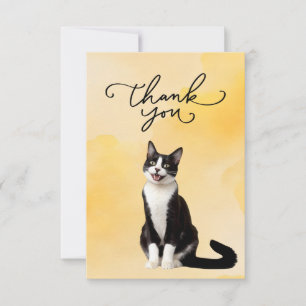 Tuxedo Chat avec Merci mot aquarelle