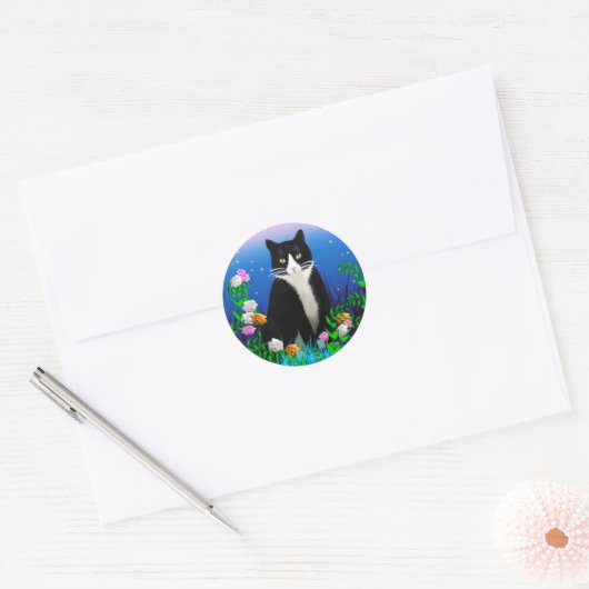Tuxedo Chat avec Stickers Fleurs (Enveloppe)
