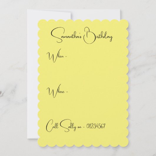 Tuxedo Chat Chats Jaune Invitation de fête d'anniv (Dos)