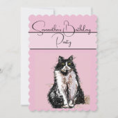Tuxedo Chat Chats Rose Anniversaire Invitation (Devant)