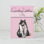 Tuxedo Chat Chats Rose Anniversaire Invitation (Debout devant)