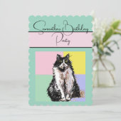 Tuxedo Chat Chats Vert Invitation fête d'anniversa (Debout devant)