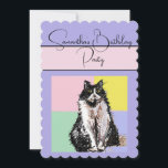 Tuxedo Chat Chats Violet Anniversaire Invitation<br><div class="desc">Cat Conception de nom personnalisable,  avec un nom entièrement personnalisable. Conçu à partir de ma photo et de mon écriture de jardin d'origine.</div>