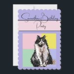 Tuxedo Chat Chats Violet Anniversaire Invitation<br><div class="desc">Cat Conception de nom personnalisable,  avec un nom entièrement personnalisable. Conçu à partir de ma photo et de mon écriture de jardin d'origine.</div>
