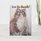 Tuxedo Chat Cute Chats Crayon Dessin Carte Anniver (Devant)