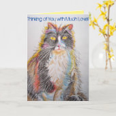 Tuxedo Chat Cute Chats Crayon Dessin Carte Anniver (Fleur jaune)