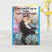 Tuxedo Chat Cute Funny Chats couchés Carte d'anniv (Fleur jaune)