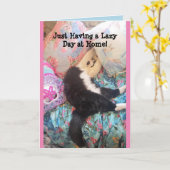 Tuxedo Chat Cute Funny Chats dormant Lazy Carte de (Fleur jaune)
