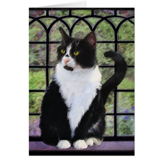 Tuxedo Chat dans la peinture de fenêtre Art animal (Devant)