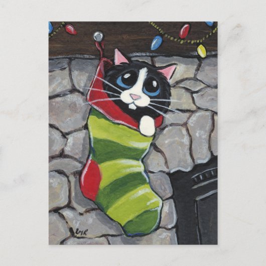 Tuxedo Chat dans une carte postale d'art de stocka (Devant)