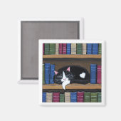 Tuxedo Chat dormir sur la bibliothèque Magnet d'ar (Recto/Verso)