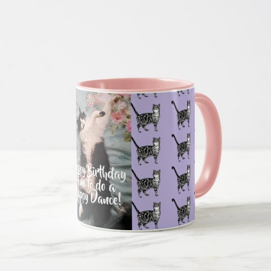 Tuxedo Chat Drôle Joyeuse Danse Anniversaire Mug T (Devant droit)