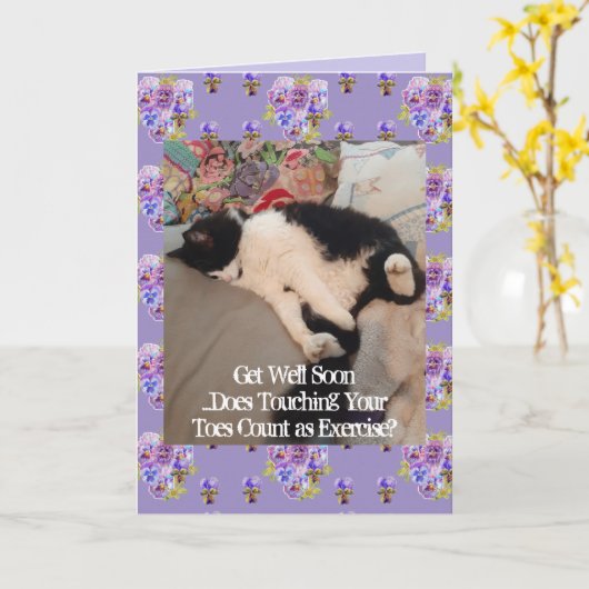 Tuxedo Chat Drôle Penser que vous touchez la carte (Fleur jaune)