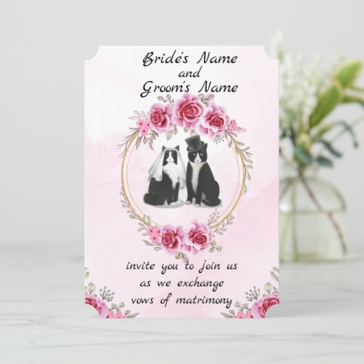 Tuxedo Chat Et Kitten Faire-part de mariage (Debout devant)