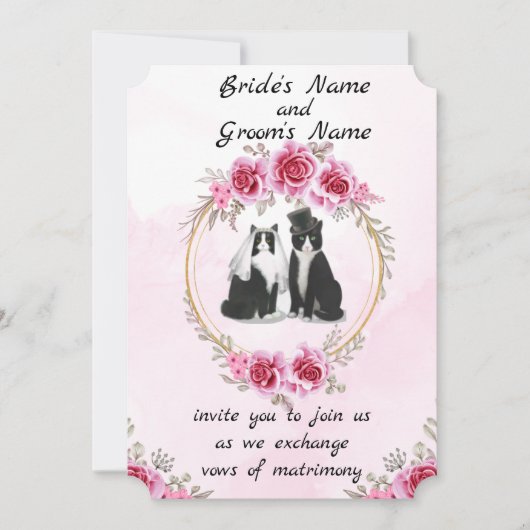 Tuxedo Chat Et Kitten Faire-part de mariage (Devant)