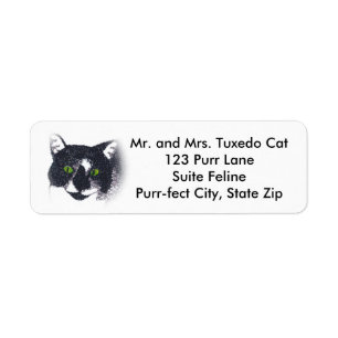 Tuxedo Chat Face Pointillisme Adresse Étiquettes
