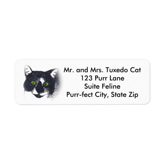 Tuxedo Chat Face Pointillisme Adresse Étiquettes (Devant)