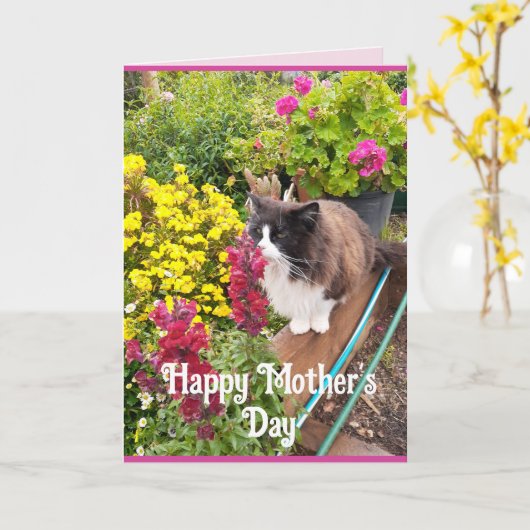 Tuxedo Chat Fleurs de Coussin Funny Mothers Carte  (Fleur jaune)