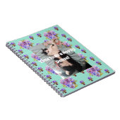 Tuxedo Chat Funny Cute Floral Aqua Carnet heureux (Côté Droit)