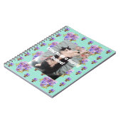 Tuxedo Chat Funny Cute Floral Aqua Carnet heureux (Côté gauche)