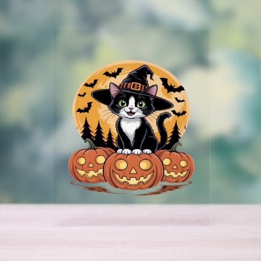Tuxedo Chat Halloween Sorcière mignonne Citrouille (Neutre)