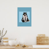 Tuxedo Chat Noir Blanc Chats Bleu Poster (Cuisine)