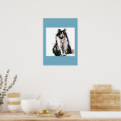 Tuxedo Chat Noir Blanc Chats Bleu Poster (Cuisine)