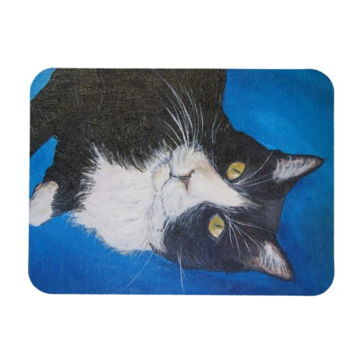 Tuxedo Chat Pet Art Magnet Customisé Options cadea (Horizontal)