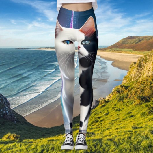 Tuxedo Chat Riding A Unicorn Yoga Leggings Design