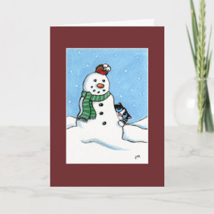 Tuxedo Chat, Robin & Snowman Carte de Noël