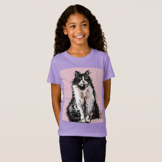 Tuxedo Chats chats mignonette T-shirt filles noire (Devant entier)
