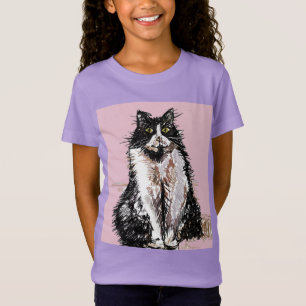 Tuxedo Chats chats mignonette T-shirt filles noire