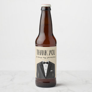 Tuxedo dank u groomsman Beer Label Bier Etiket