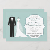 Tuxedo en Gwn Rehearsal Dinner Invitation Kaart (Voorkant / Achterkant)