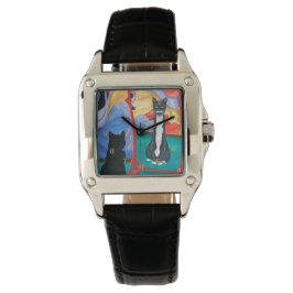 Tuxedo Fun House Skinny Cat Horloge